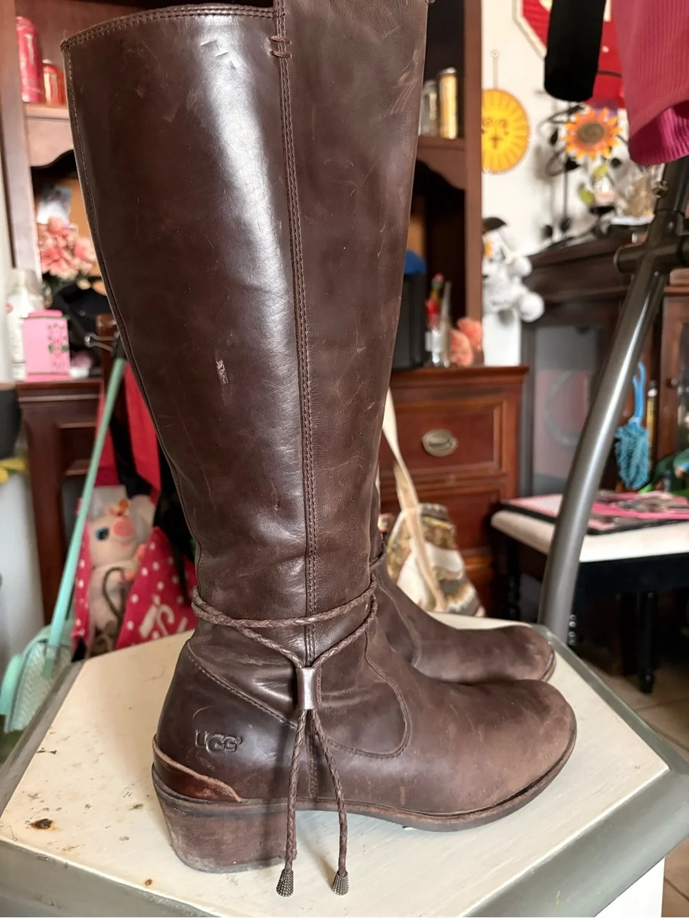 UGG Women's Dark Brown Over-the-Knee Leather Boots